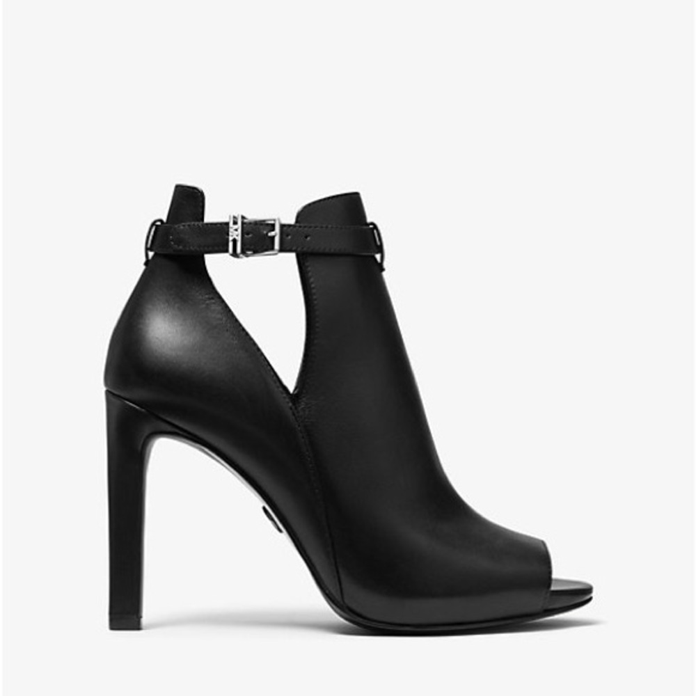 MICHAEL MICHAEL KORS Lawson Leather Open-Toe Ankle Boot Black Size 8.5 - Picture 2 of 16